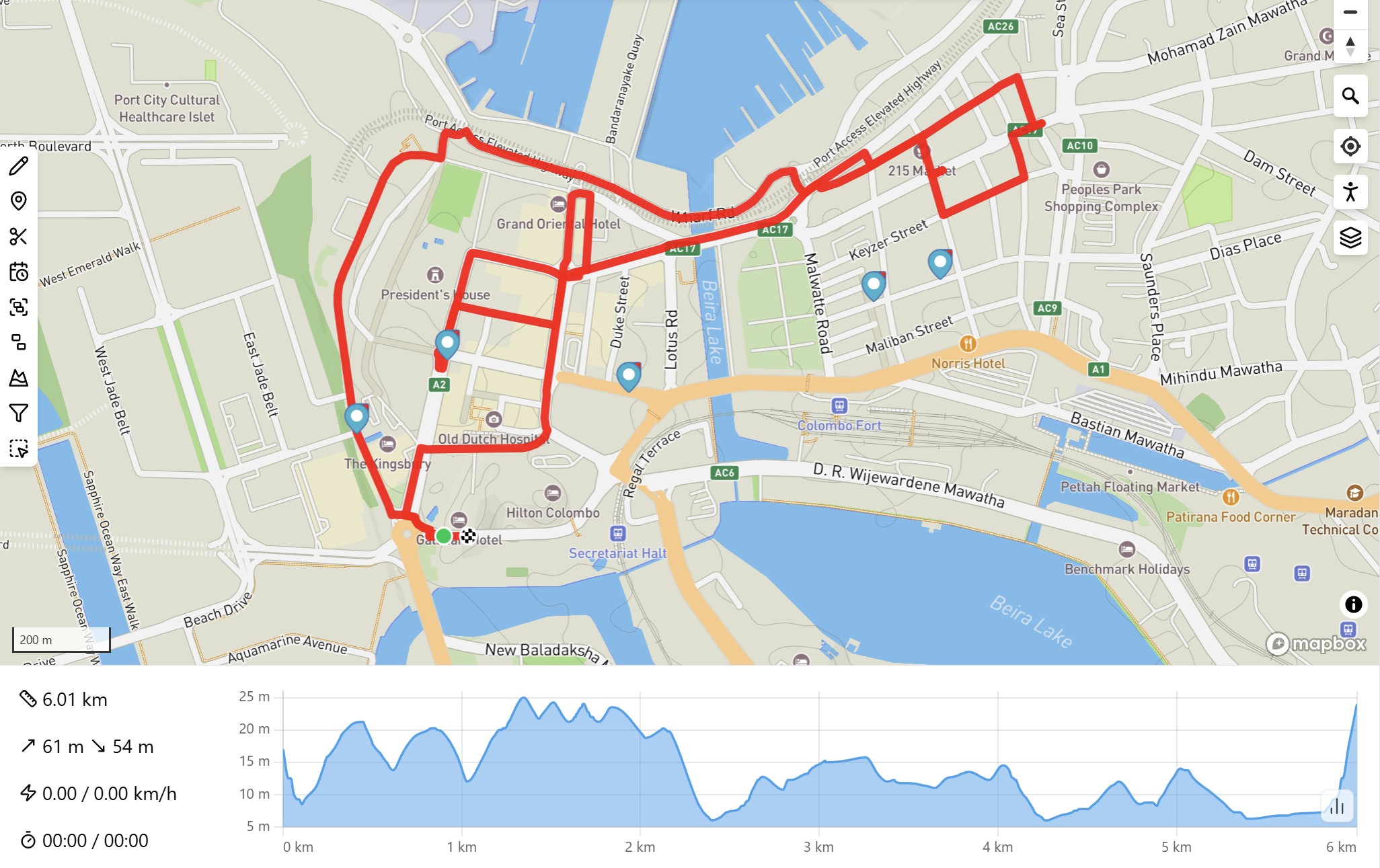 Colonial Charm tour route map